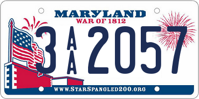 MD license plate 3AA2057