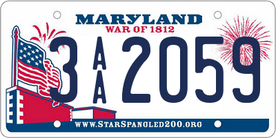 MD license plate 3AA2059