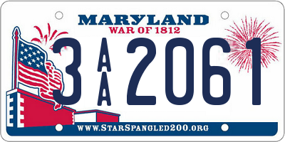 MD license plate 3AA2061