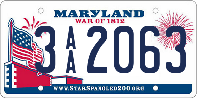 MD license plate 3AA2063