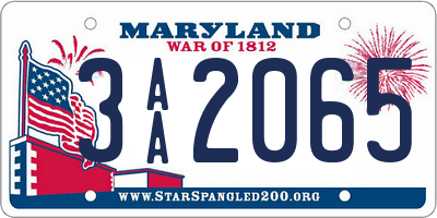 MD license plate 3AA2065