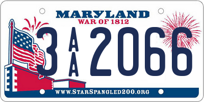 MD license plate 3AA2066