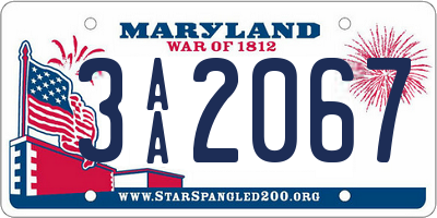 MD license plate 3AA2067