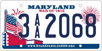 MD license plate 3AA2068