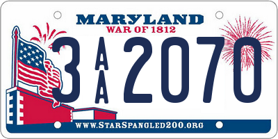 MD license plate 3AA2070