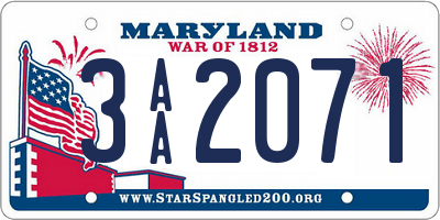 MD license plate 3AA2071