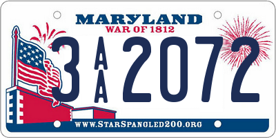 MD license plate 3AA2072