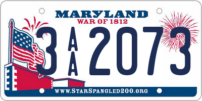 MD license plate 3AA2073