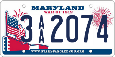 MD license plate 3AA2074