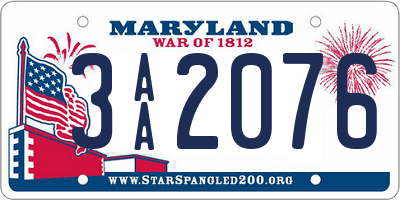 MD license plate 3AA2076