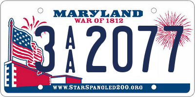 MD license plate 3AA2077