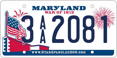 MD license plate 3AA2081