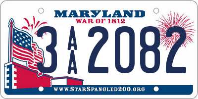 MD license plate 3AA2082