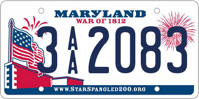 MD license plate 3AA2083