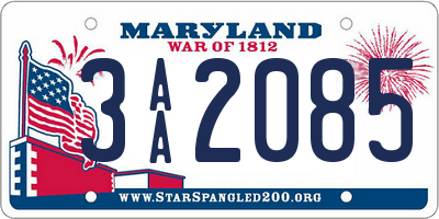 MD license plate 3AA2085