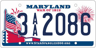 MD license plate 3AA2086