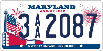 MD license plate 3AA2087