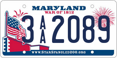 MD license plate 3AA2089