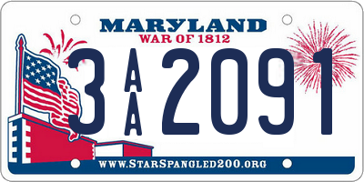 MD license plate 3AA2091