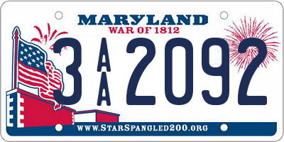 MD license plate 3AA2092