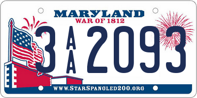 MD license plate 3AA2093