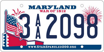 MD license plate 3AA2098