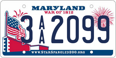 MD license plate 3AA2099