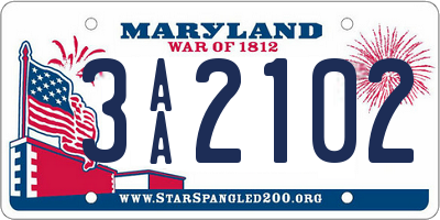 MD license plate 3AA2102