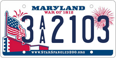 MD license plate 3AA2103