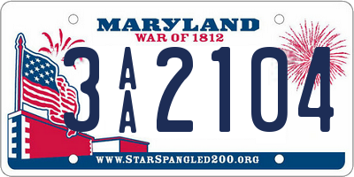 MD license plate 3AA2104