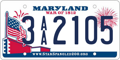 MD license plate 3AA2105