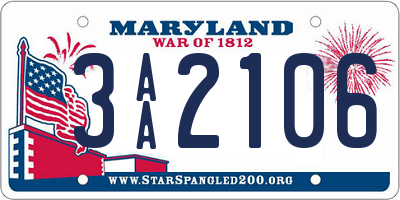 MD license plate 3AA2106