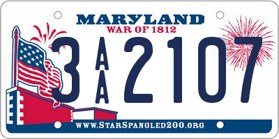 MD license plate 3AA2107