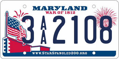 MD license plate 3AA2108