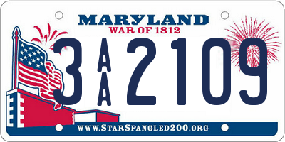 MD license plate 3AA2109