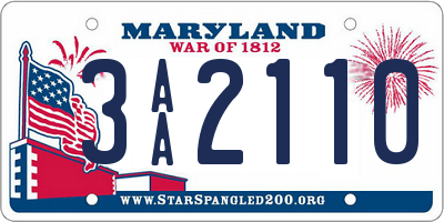 MD license plate 3AA2110