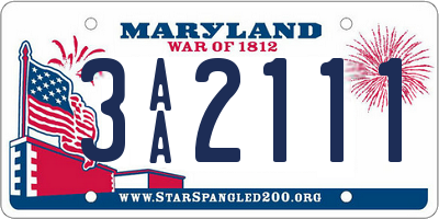 MD license plate 3AA2111