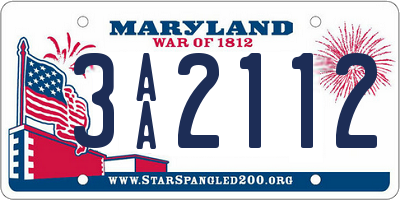 MD license plate 3AA2112