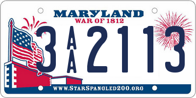 MD license plate 3AA2113