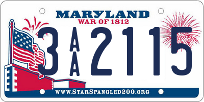 MD license plate 3AA2115