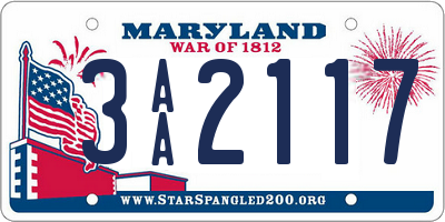 MD license plate 3AA2117