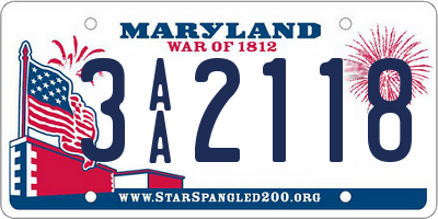 MD license plate 3AA2118