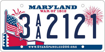 MD license plate 3AA2121