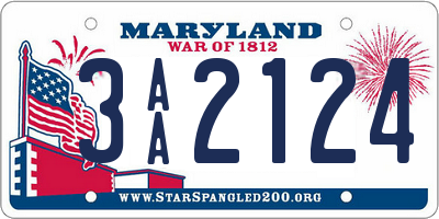 MD license plate 3AA2124