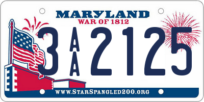 MD license plate 3AA2125