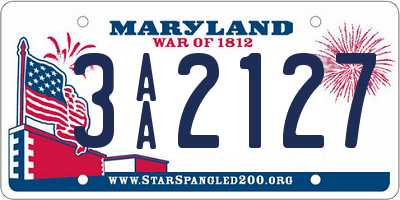 MD license plate 3AA2127