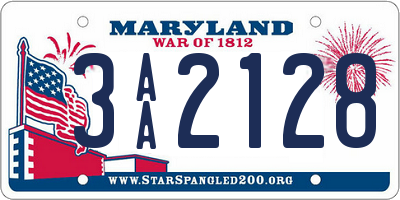 MD license plate 3AA2128