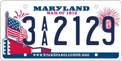 MD license plate 3AA2129