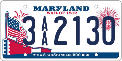 MD license plate 3AA2130