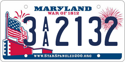 MD license plate 3AA2132